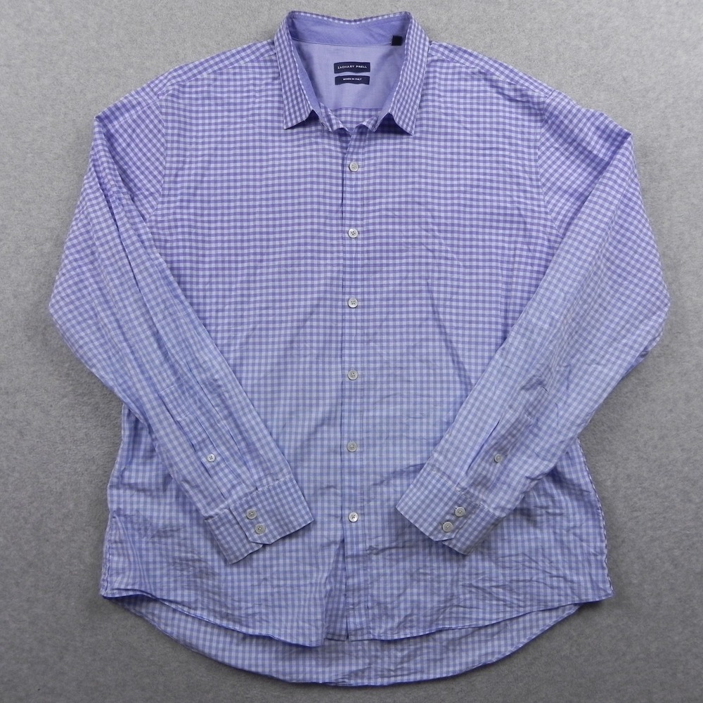 Zachary Prell Shirt Mens XL Business Casual Button Blue Ombre Plaid Long‎ Sleeve